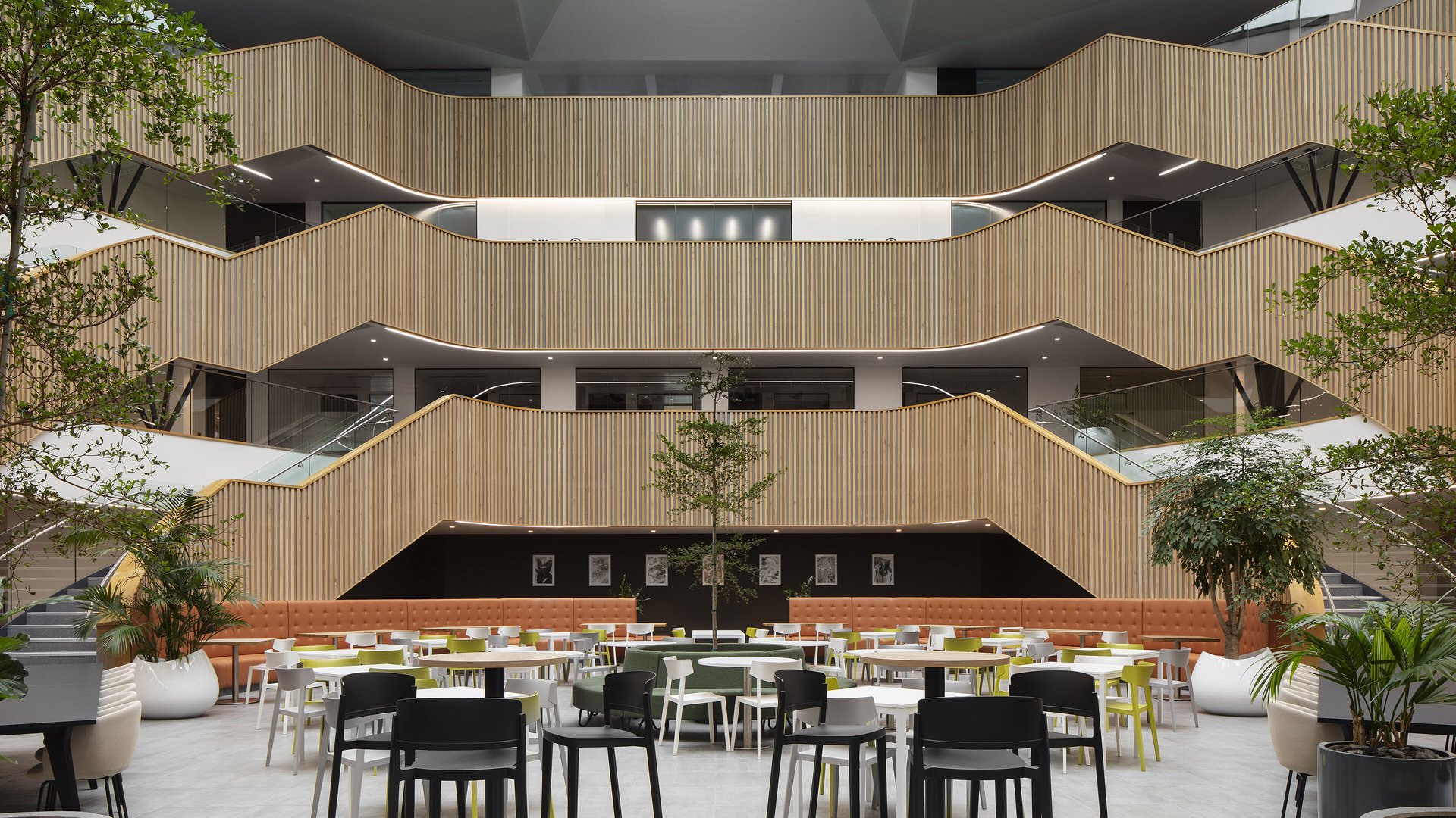 A bright, leafy interior of an office space in Birmingham.