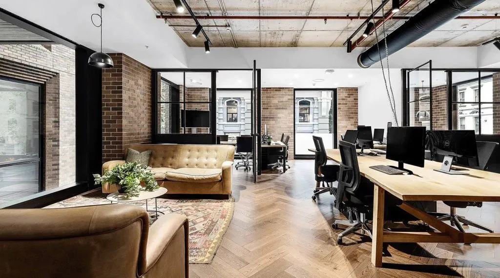 A bright spacious interior of a serviced office space in Melbourne.