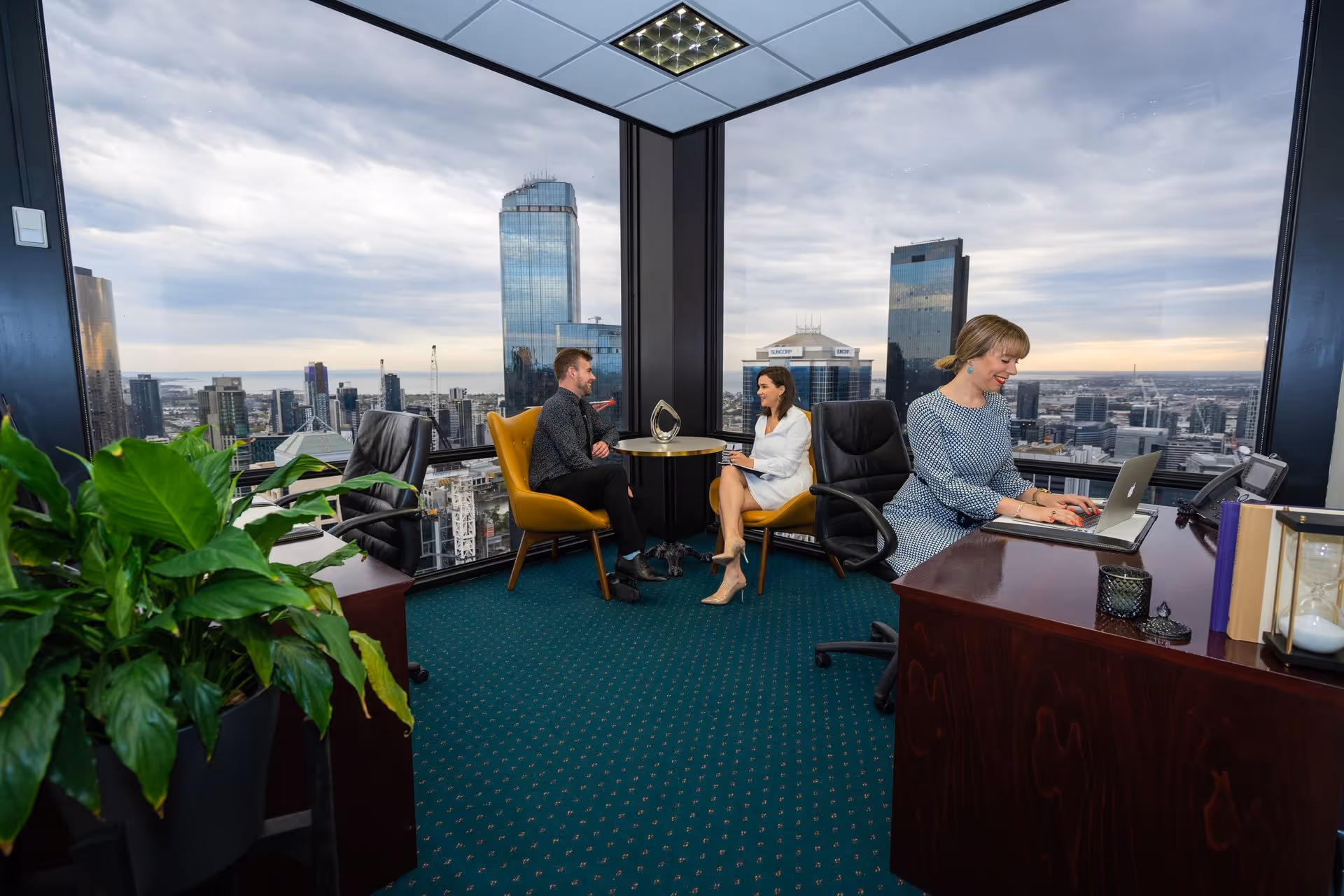 The corner office in a serviced office in Melbourne.