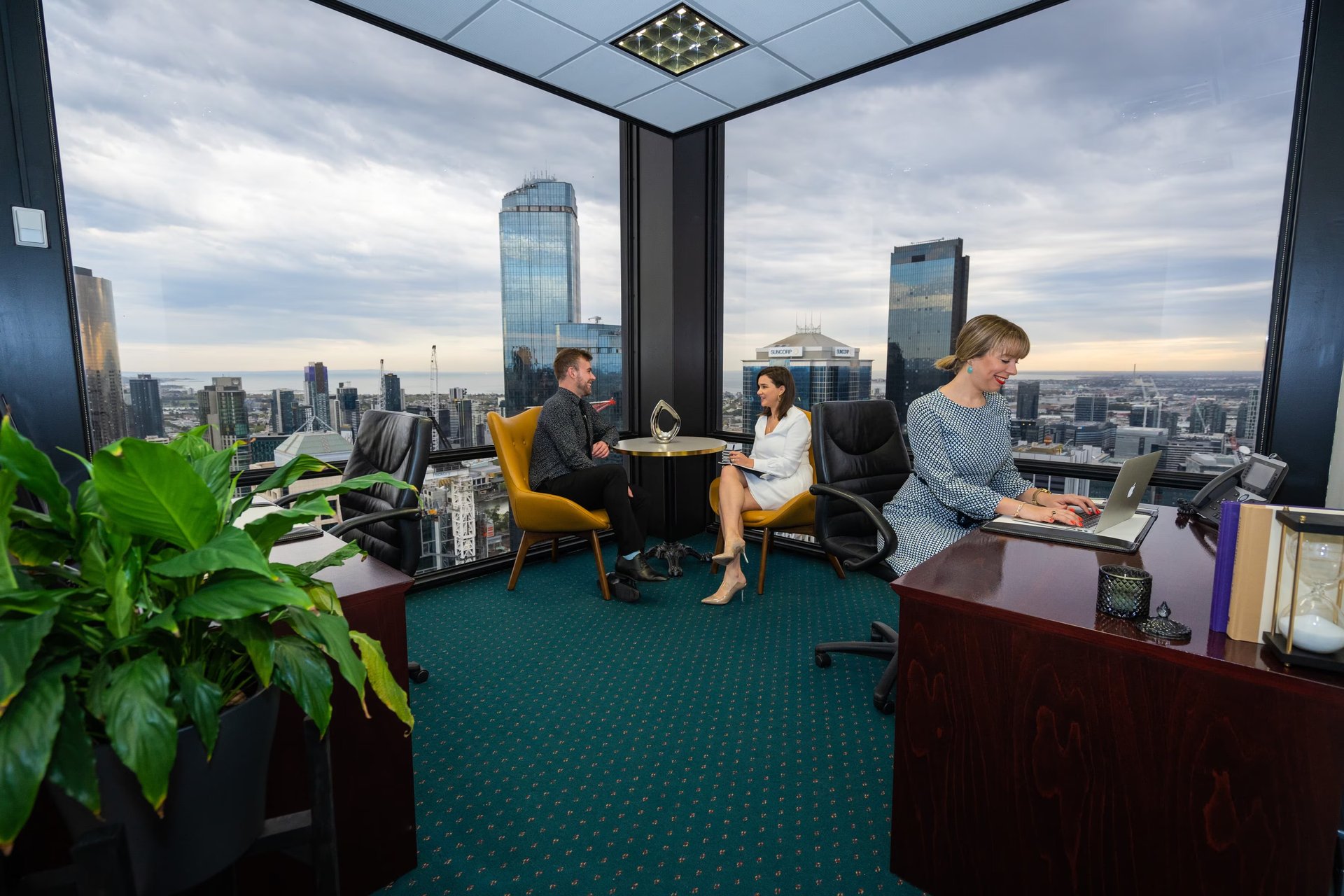 A bright corner office within an office space in South Melbourne.