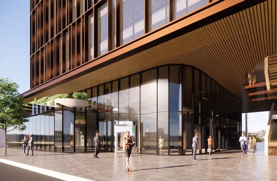 The bright, sunny exterior of an office space in Darwin, CBD.