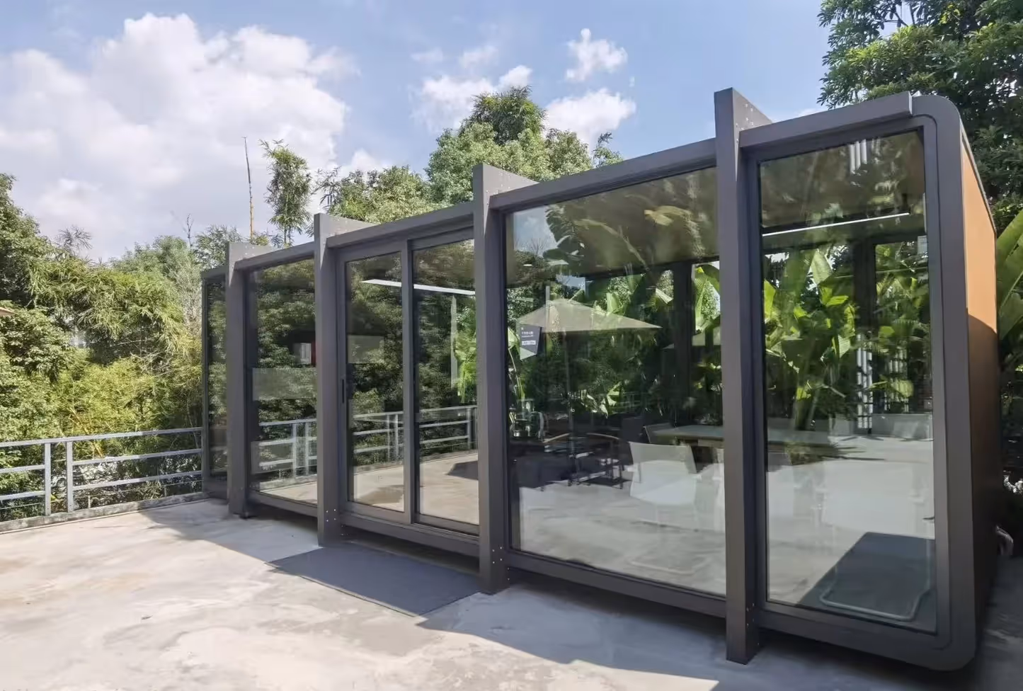 A well lit roof top terrace of an office space available to rent in Darwin.