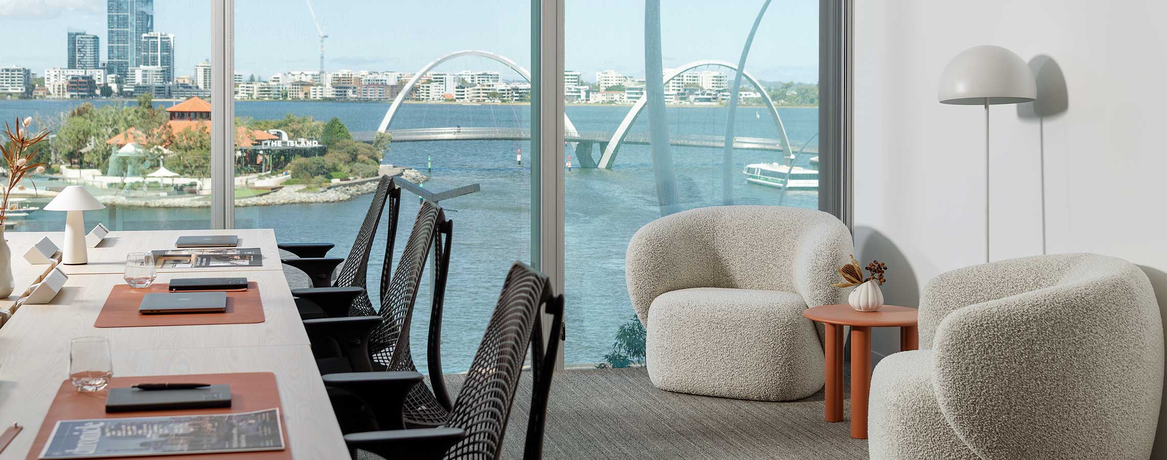 A panoramic view from a serviced office in Perth.