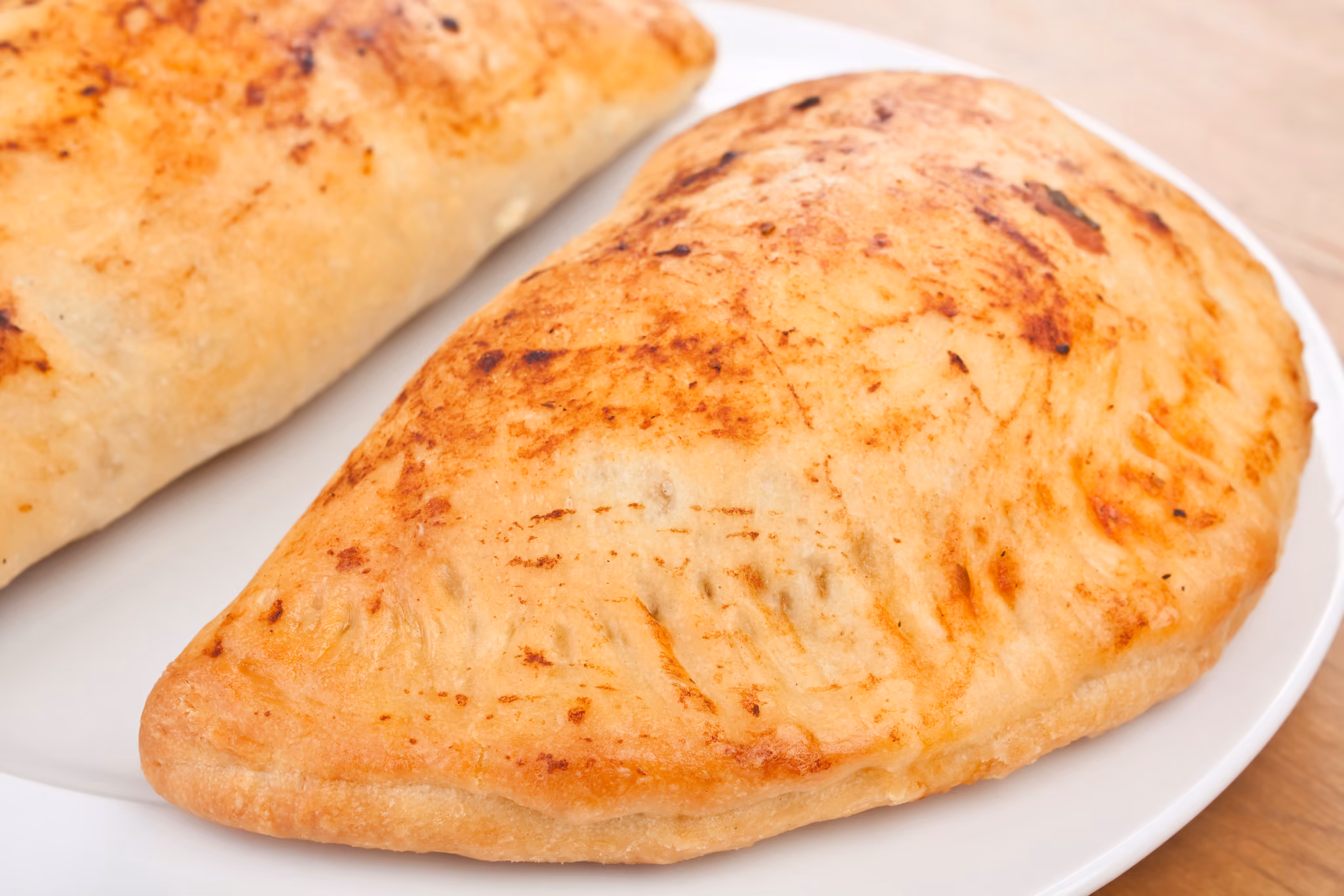 A classic baked calzone