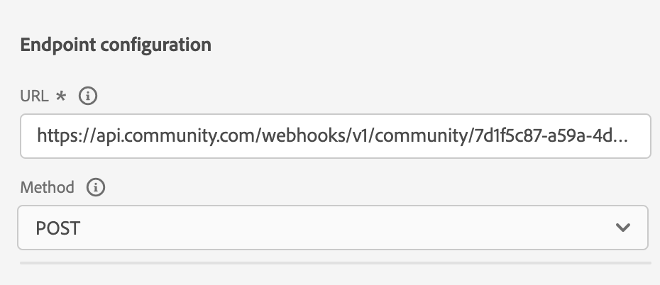 Define the action webhook url
