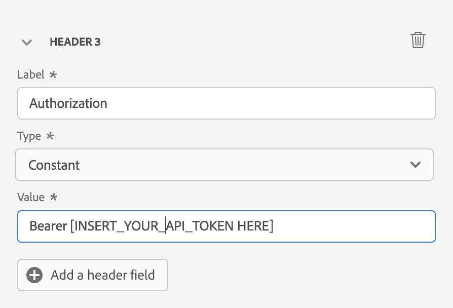 Add action authorization header