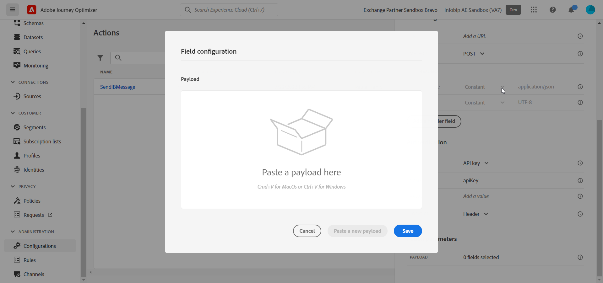 Edit action payload