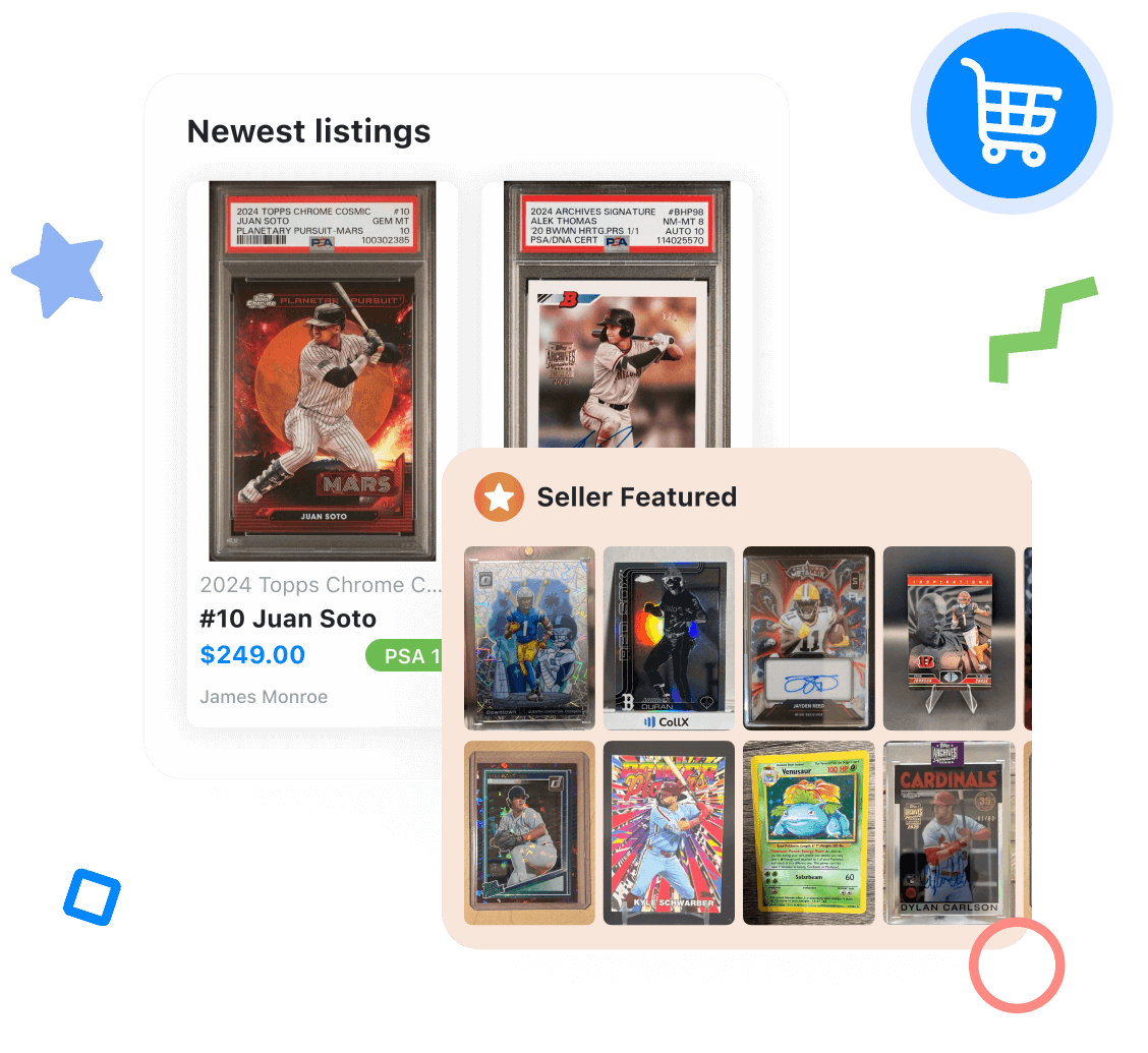 An illustration of the trading card listings