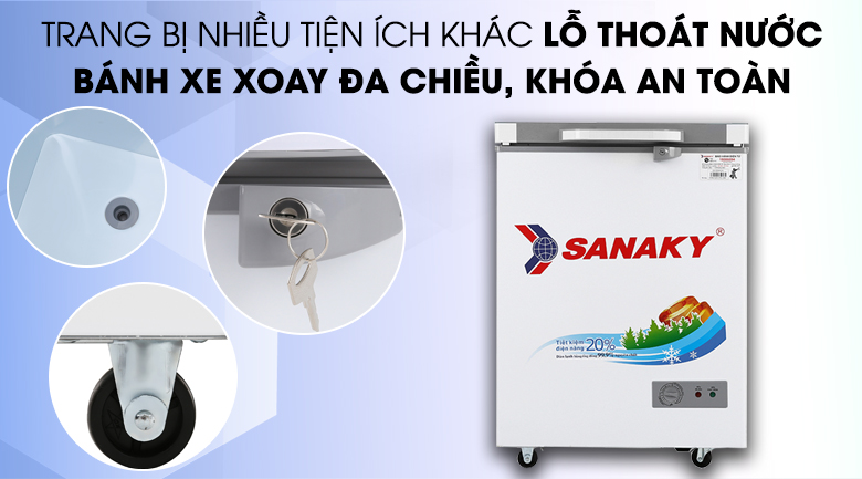 tủ đông sanaky thiết kế nhiều trang bị tiện ích