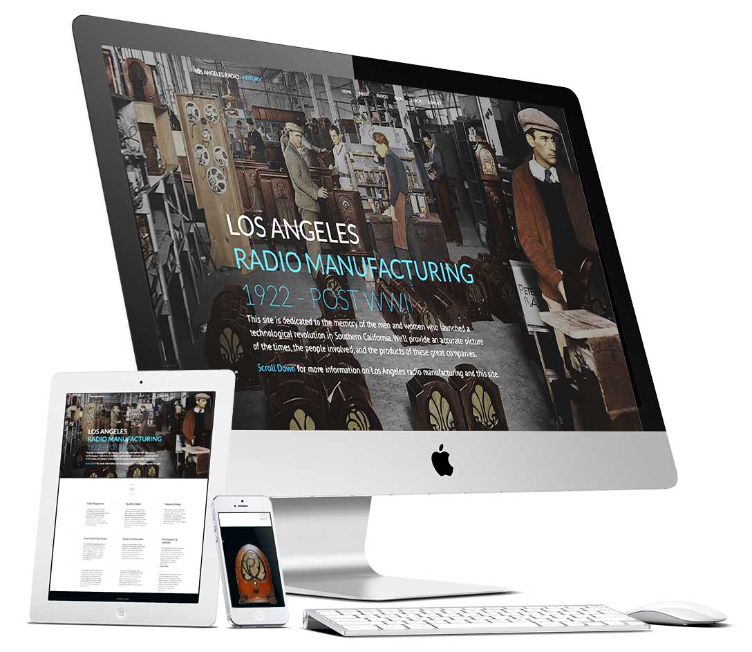 Desktop, tablet and phone image featuring this site