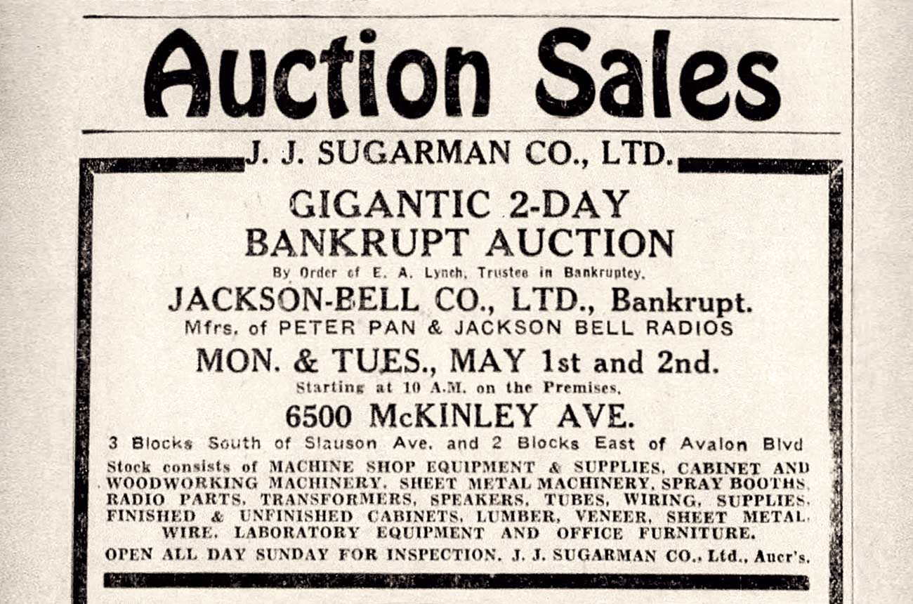 Jackson-Bell 1932 Auction Ad