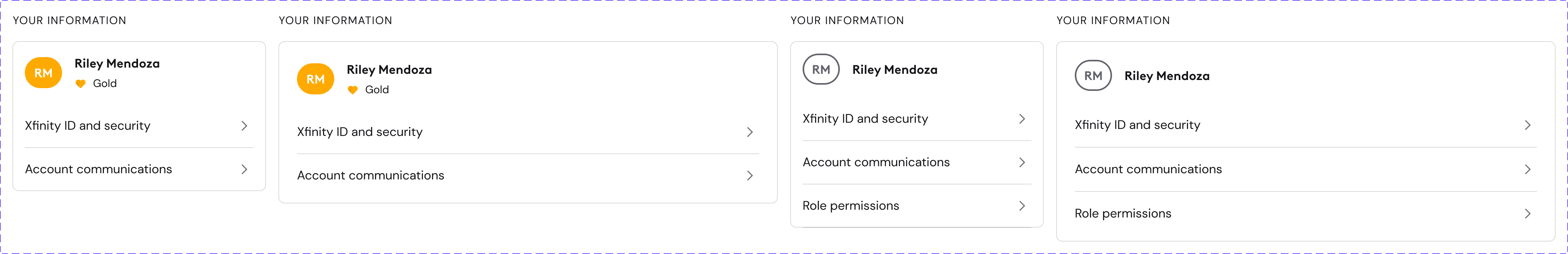 Xfinity Account Settings, Your information section