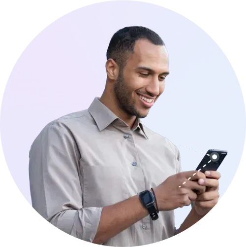 Manager looks at his phone