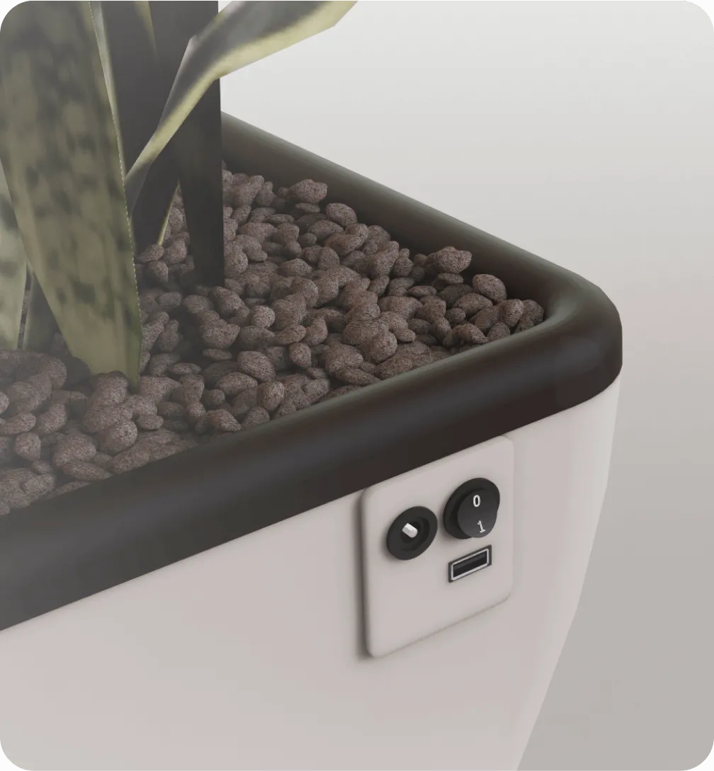 product render of the planter grinity with a zoomed in version