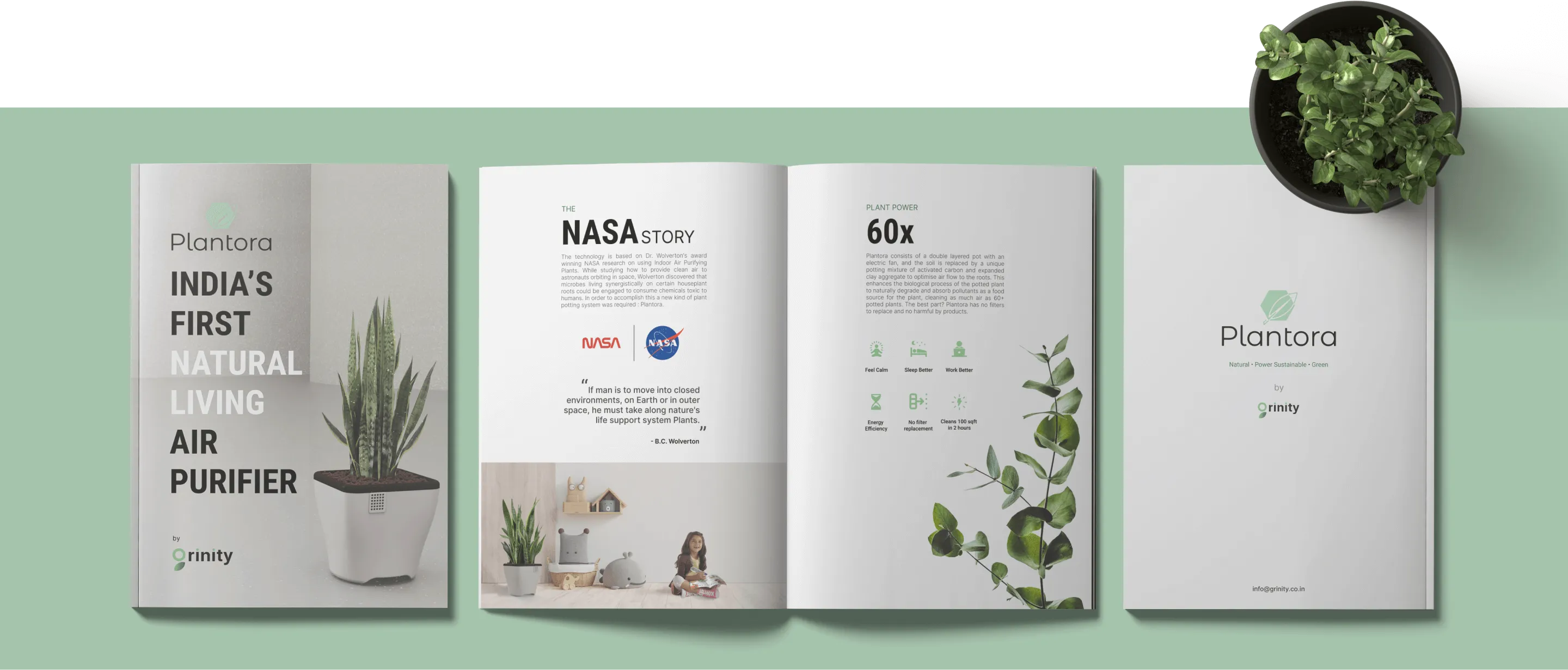 Published Mockup of the grinity 's product brochure