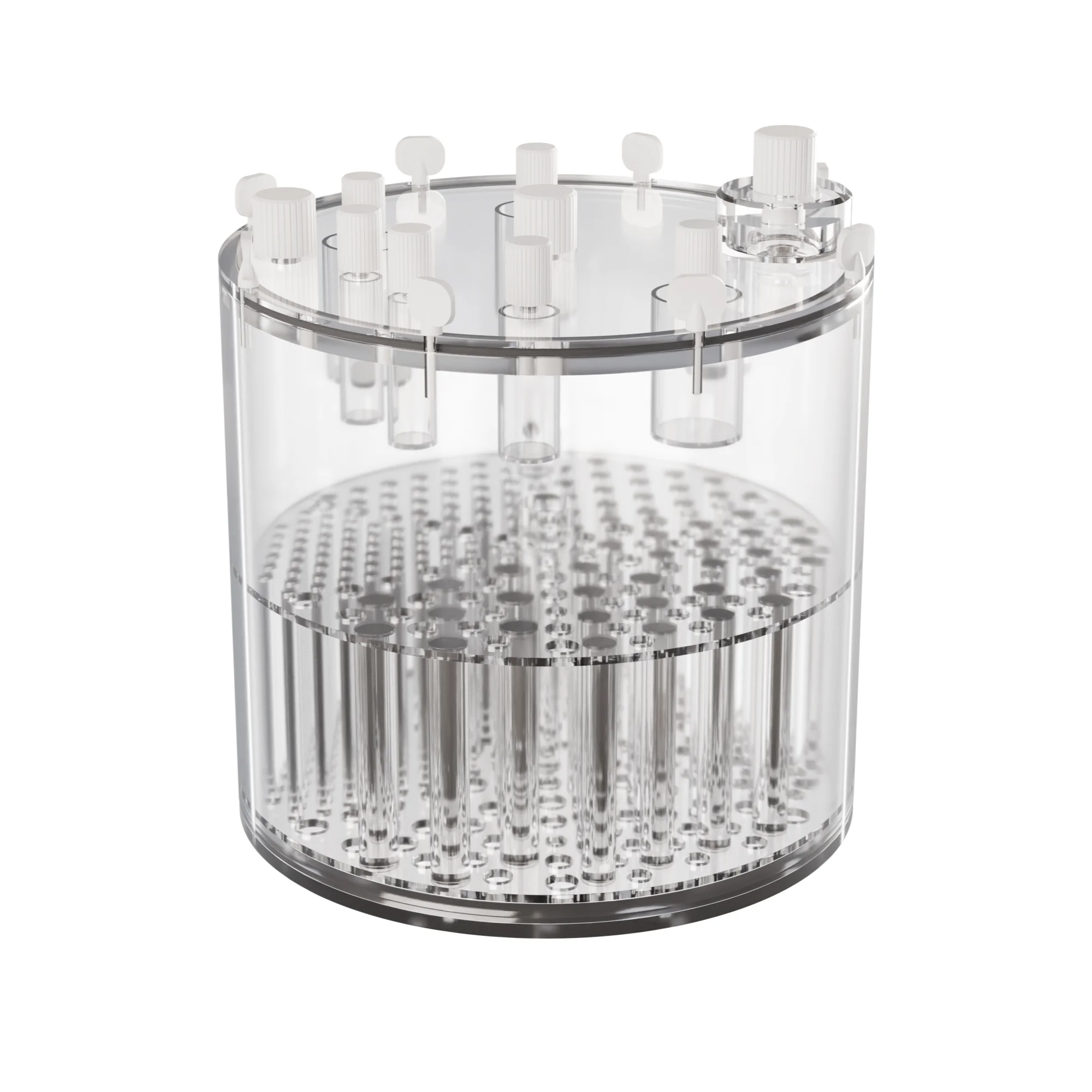 Pro-NM ACR Performance PET phantom showing PMMA cylinder with cold rod insert and refillable cylindrical samples on top