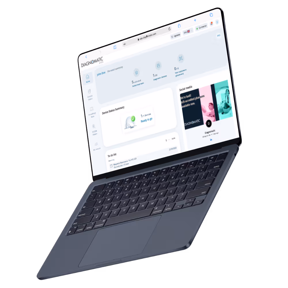 An MacBook displaying the DIagnomatic software dashboard.