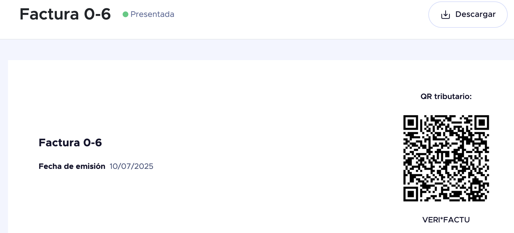 Ejemplo de factura con QR Veri*Factu y Hacienda
