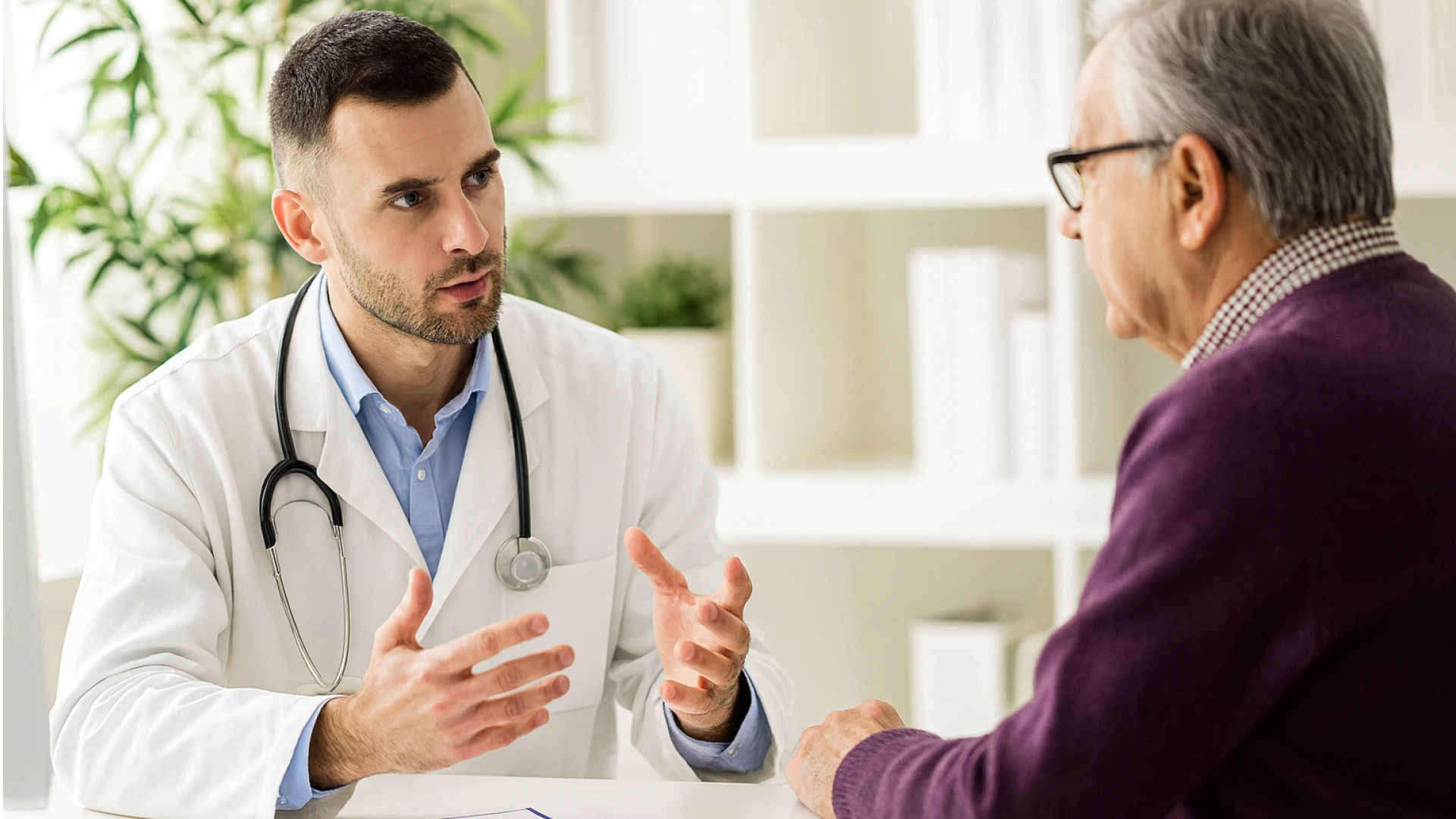 Doctor speaking with patient about afib heart medicine