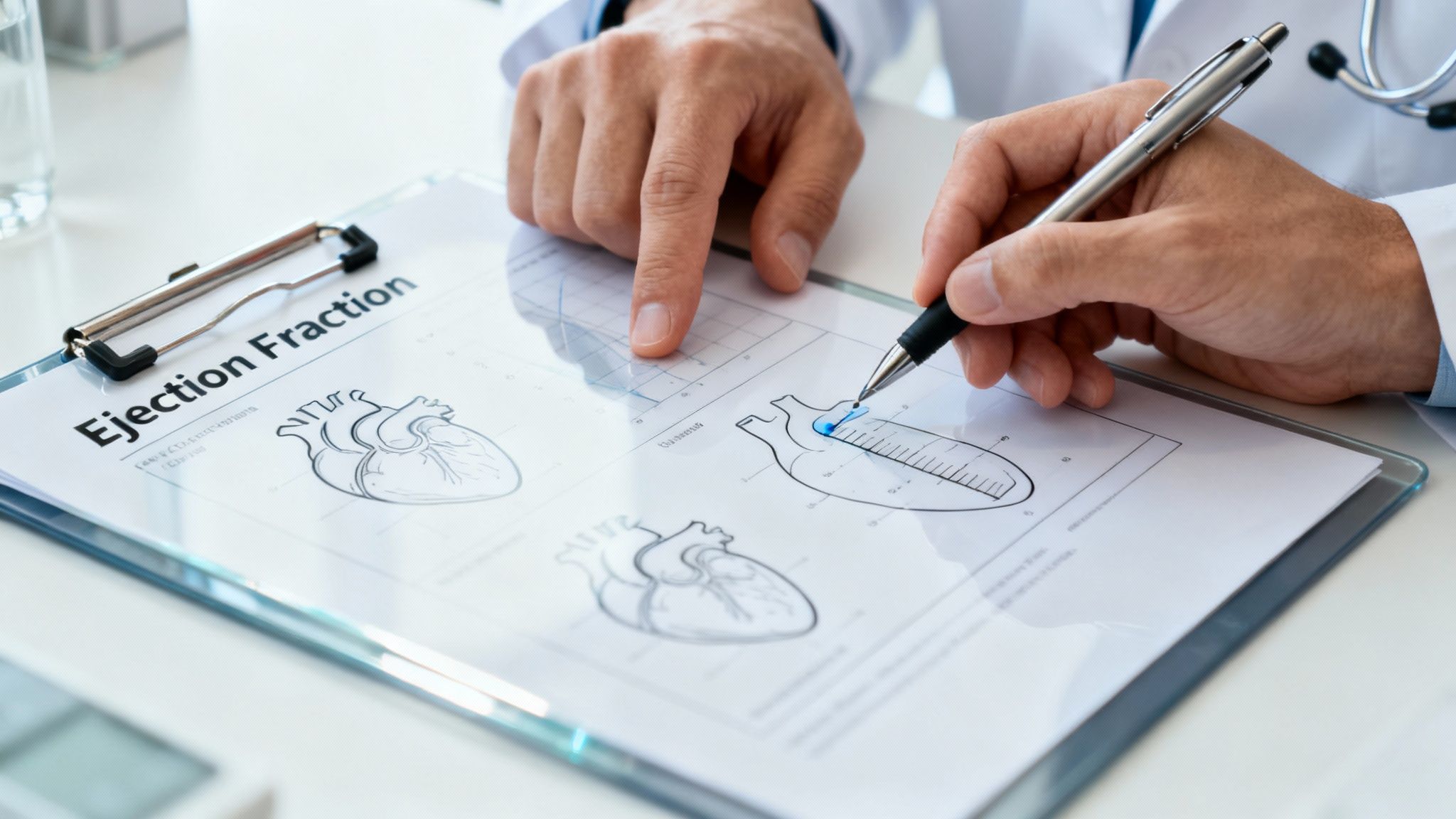 A doctor reviewing echocardiogram results with a patient.