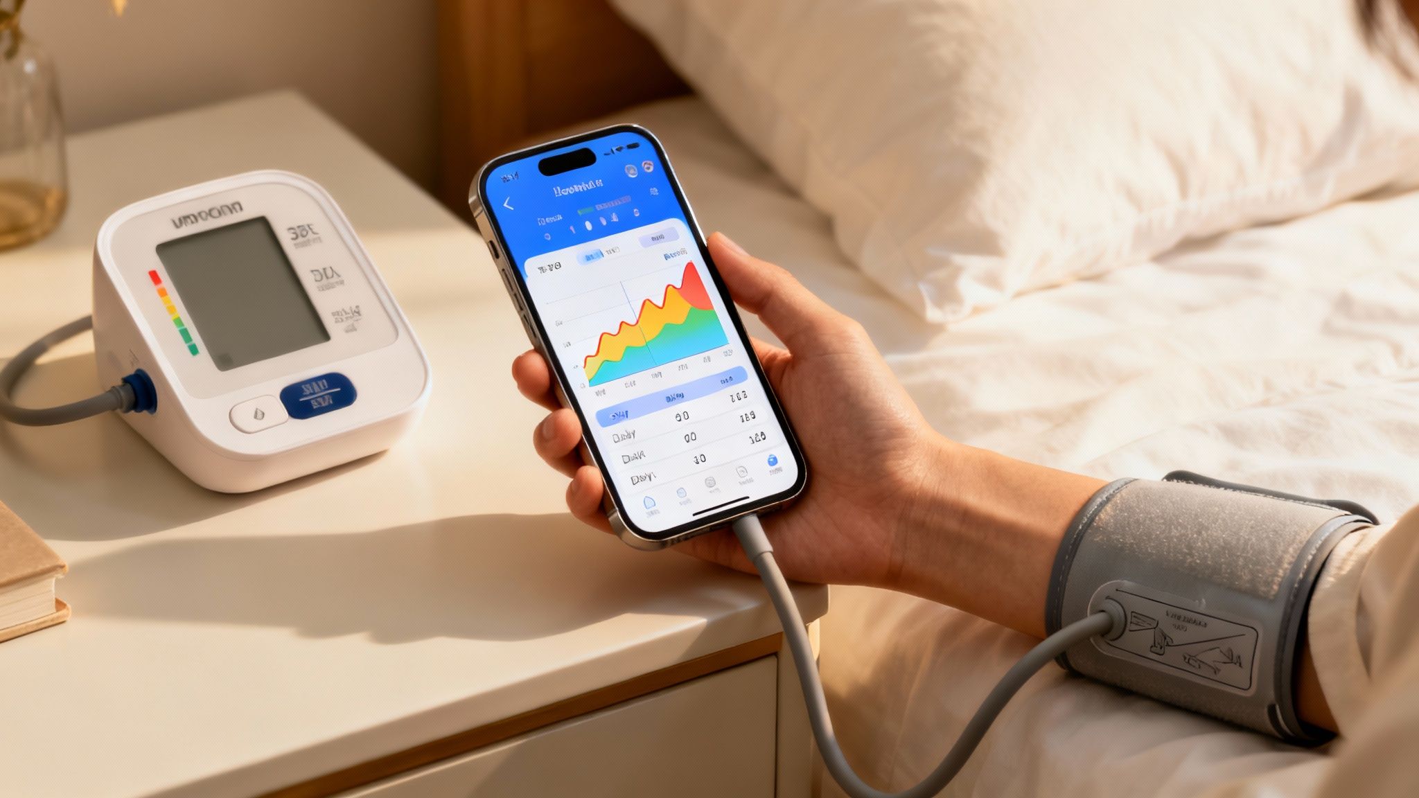 A person using a health-tracking app on their smartphone.