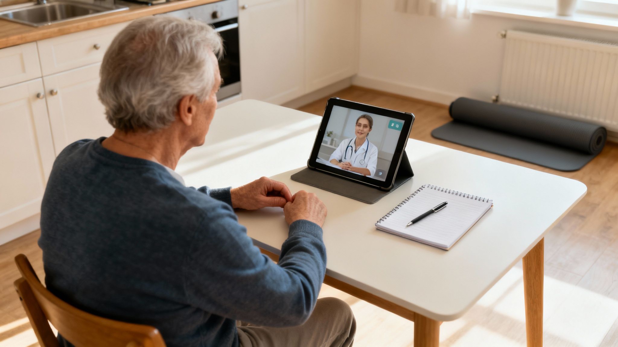 A person consulting with their doctor in a calm, well-lit office setting.