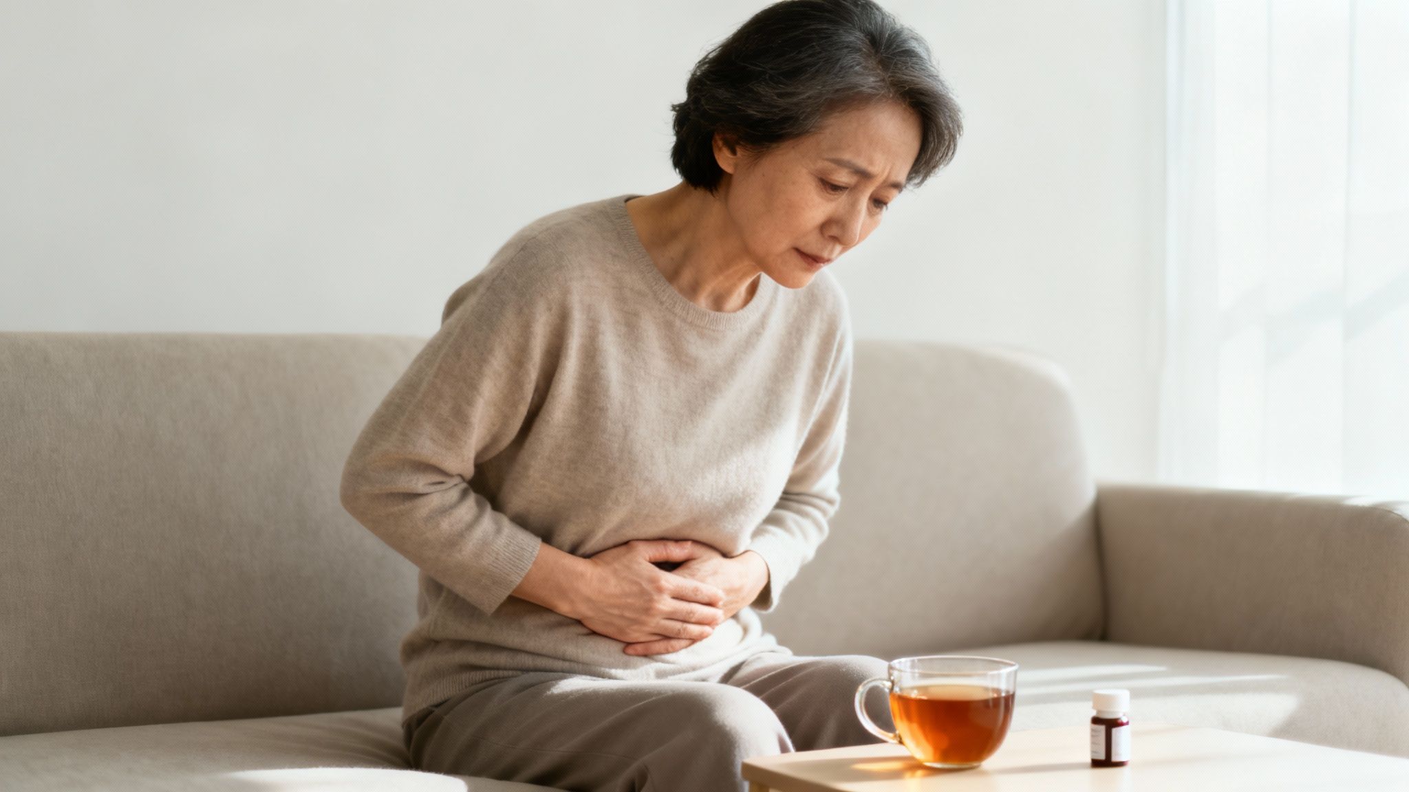 A thoughtful older woman reviewing medication information on her tablet, feeling empowered and informed.