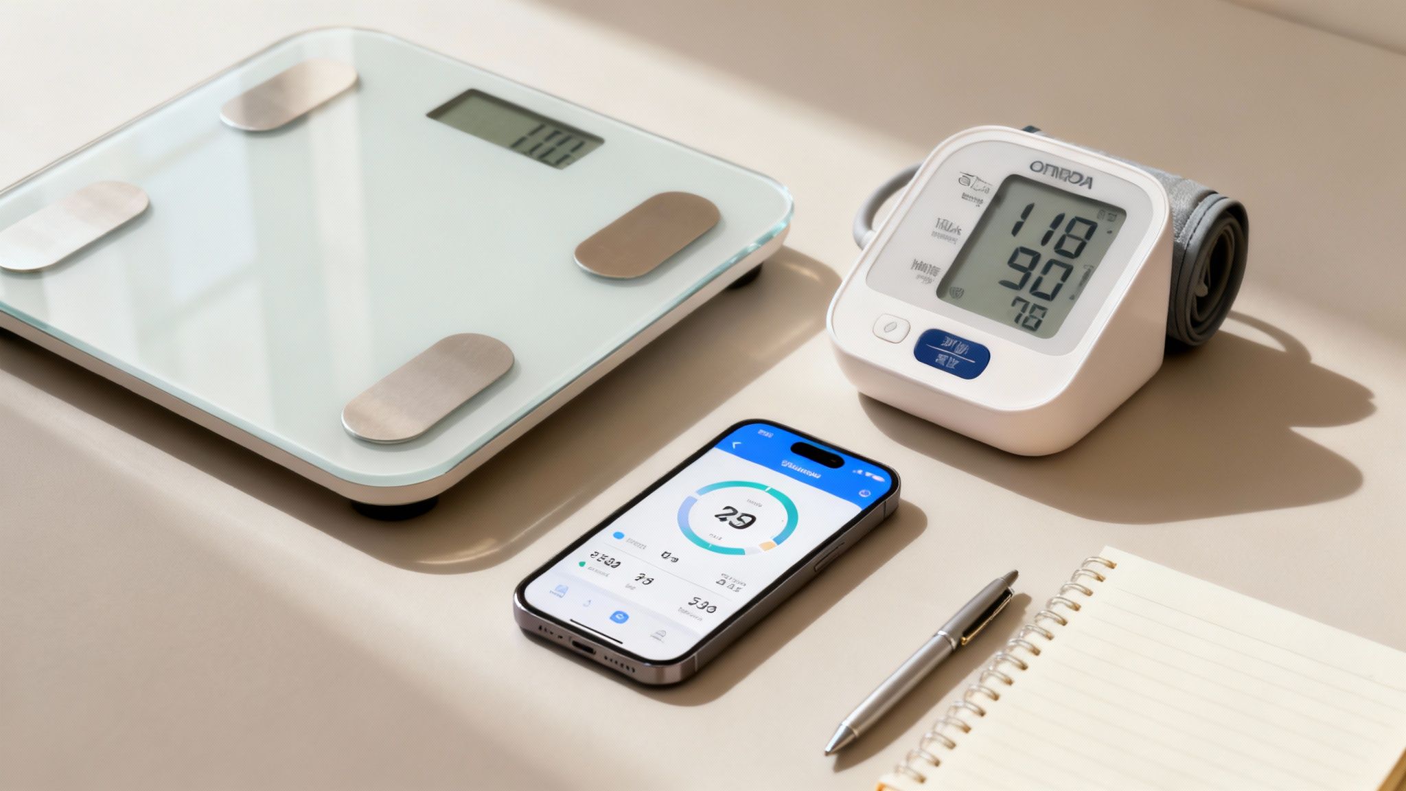 A person checking their blood pressure at home, symbolizing proactive health management.