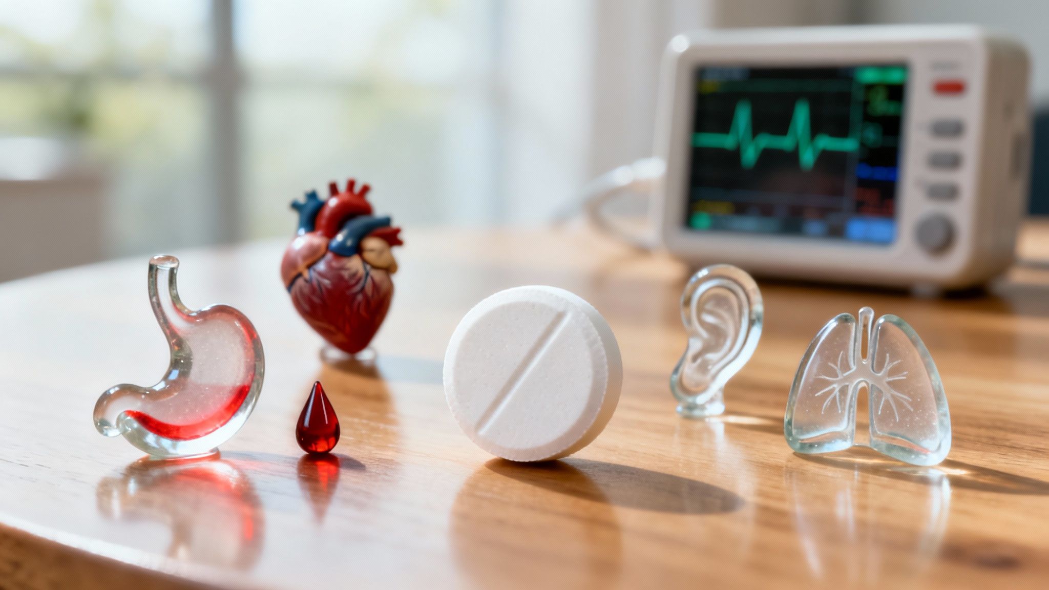 A clear guide to aspirin side effects. Learn about common stomach issues, serious bleeding risks, and how to use aspirin safely.