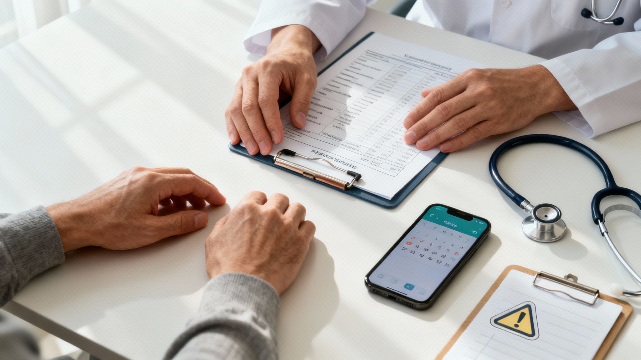 A pharmacist's hands carefully counting pills on a tray, with various prescription bottles in the background, symbolizing medication safety and interactions.