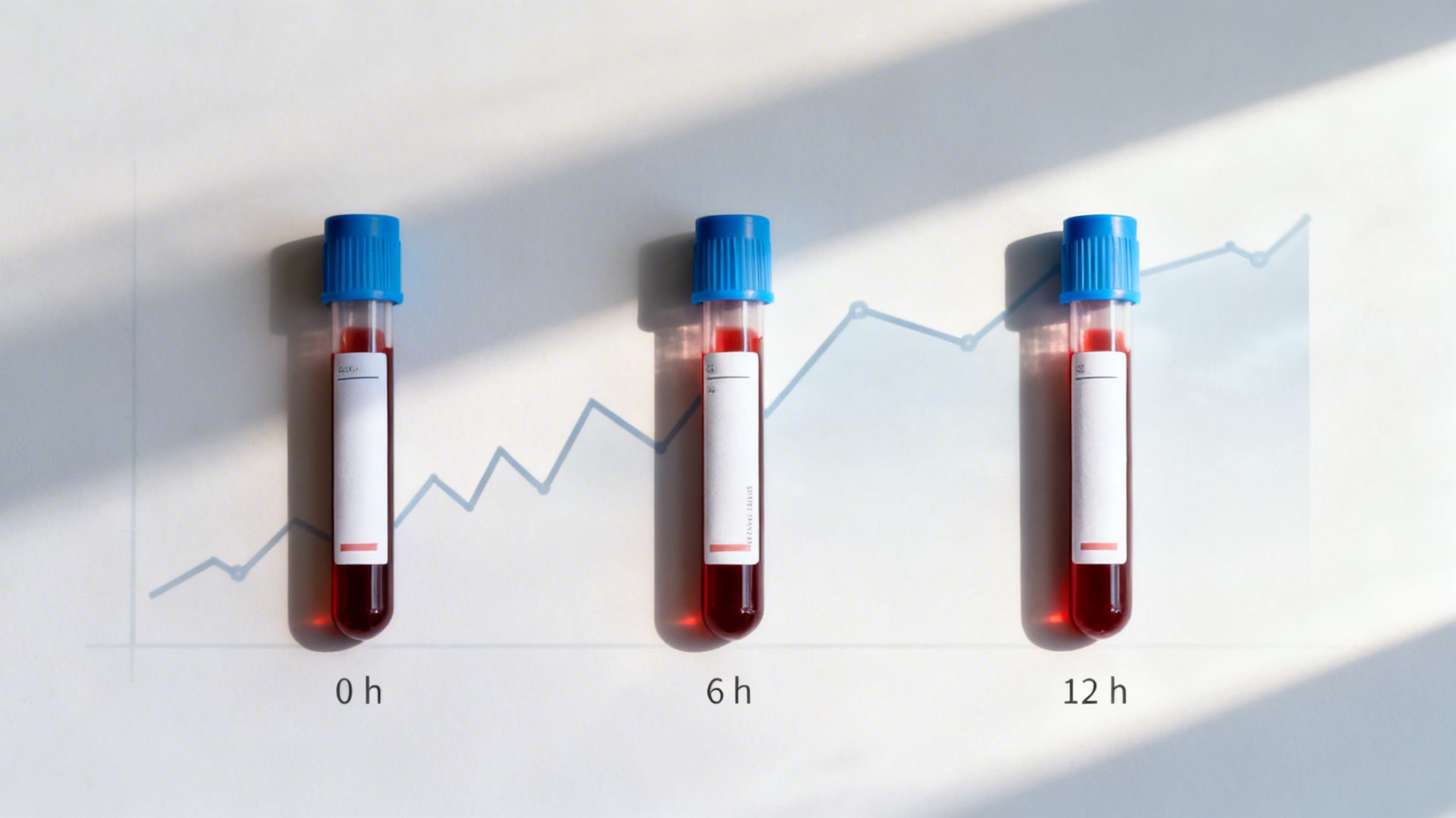Three blood samples showing a measurement trend over 0, 6, and 12 hours.