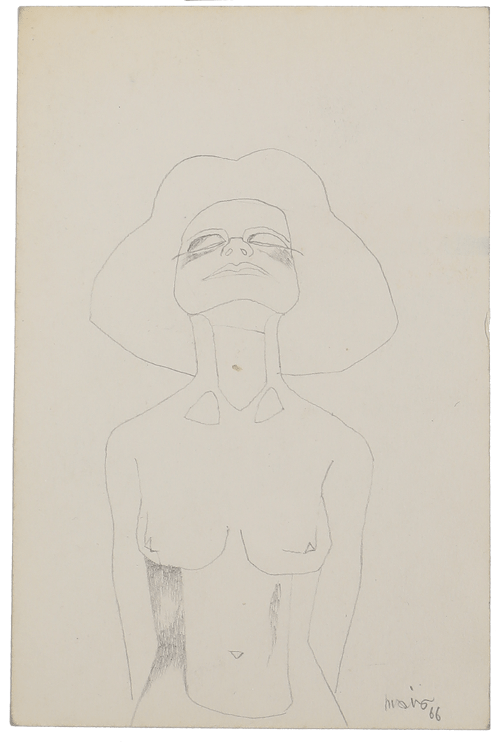 Disegno di donna che guarda in alto