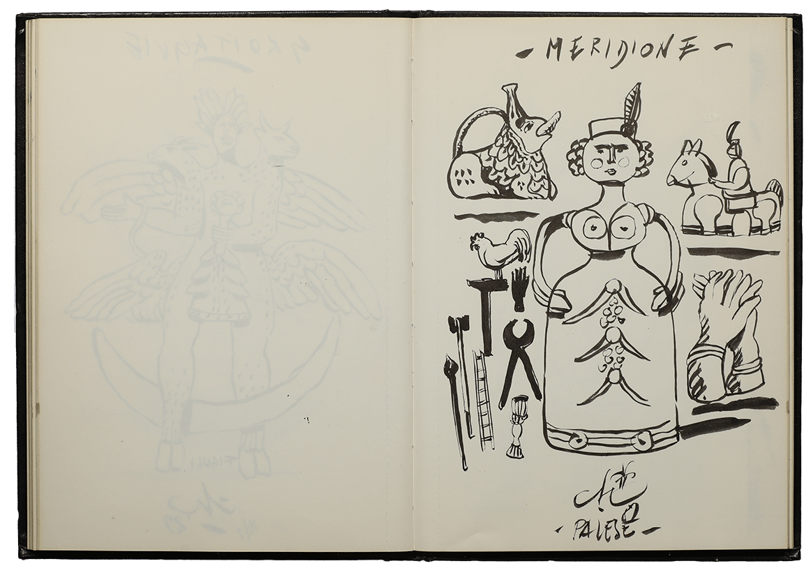 taccuino con disegno di rappresentazione del meridione