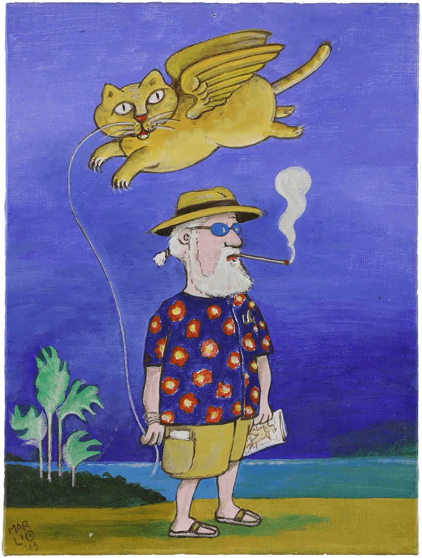 Quando di Lovergine con un gatto come palloncino