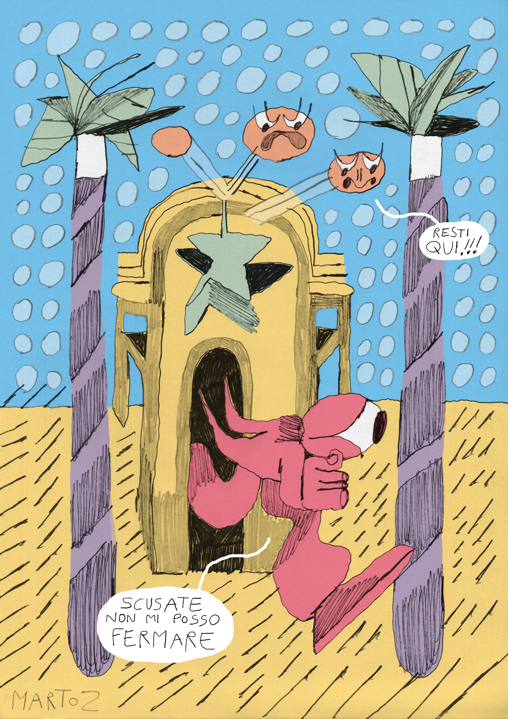 Un uomo a forma di occhio scappa