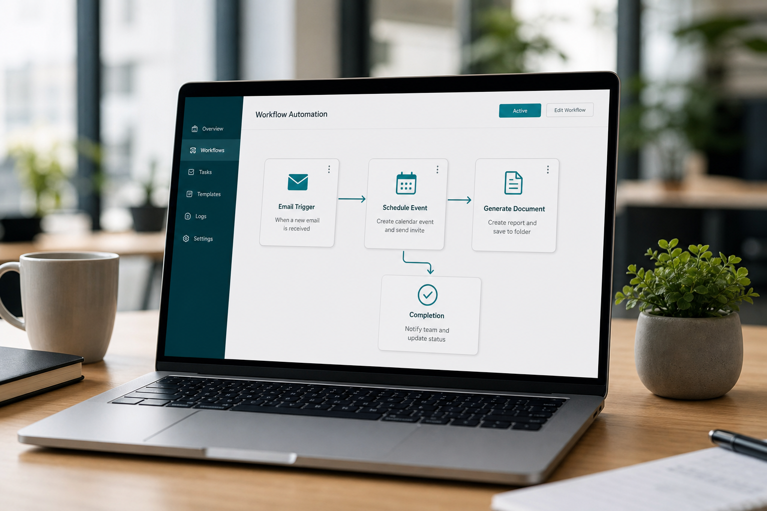 Workflows d’automatisation admin sur ordinateur — équipes de direction