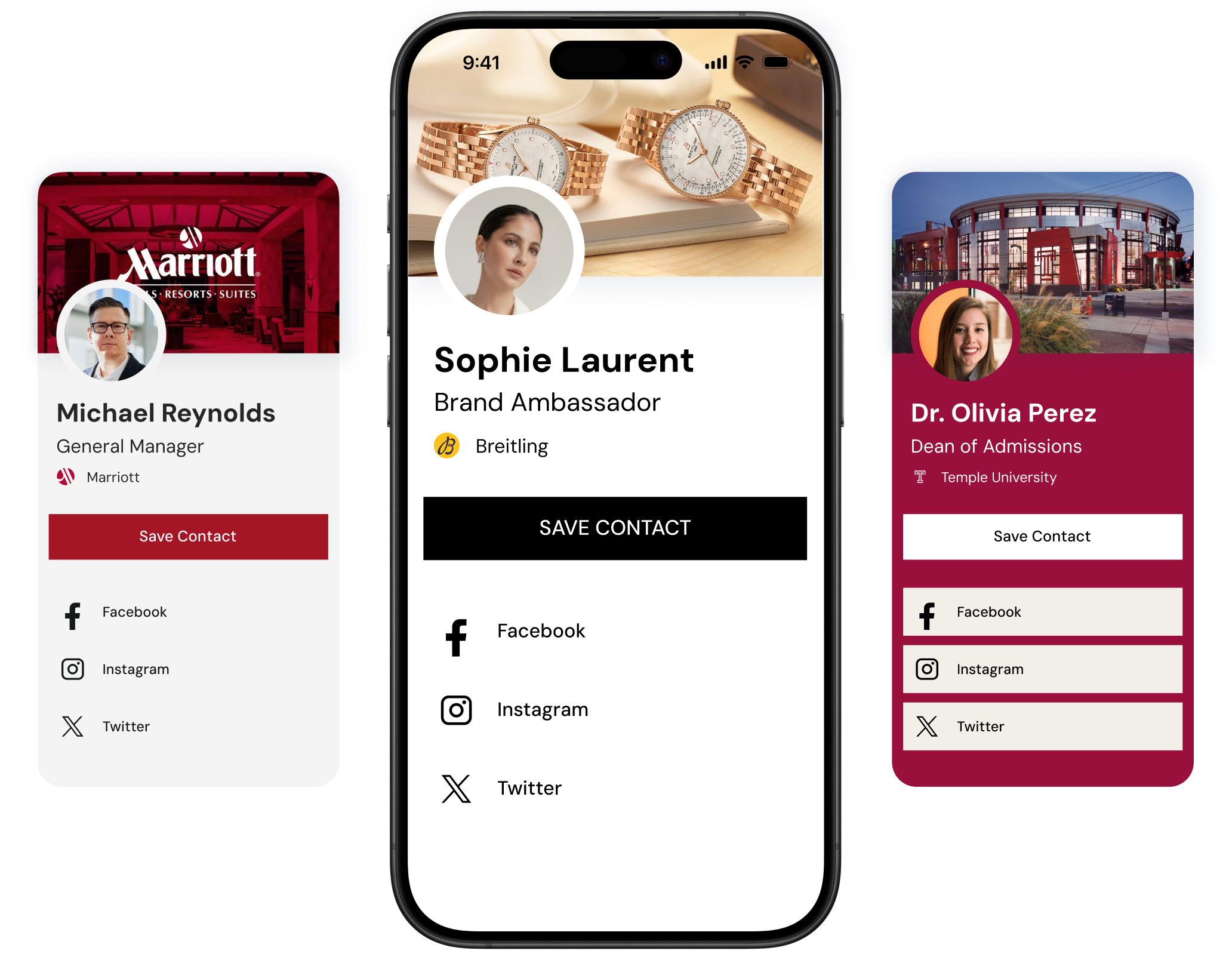 Mobilo Business Cards: Fully Customizable Header Styles