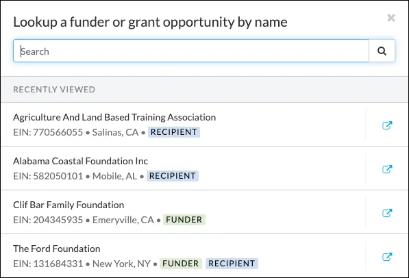 Instrumentl Funder Lookup