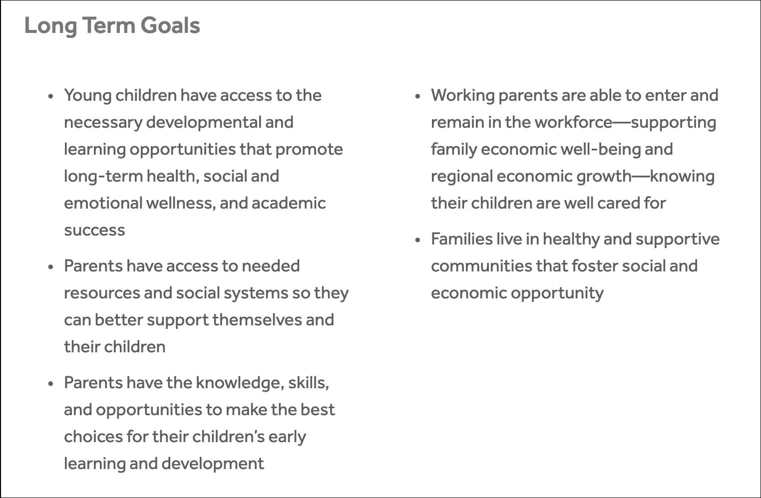 Long-Term Goals