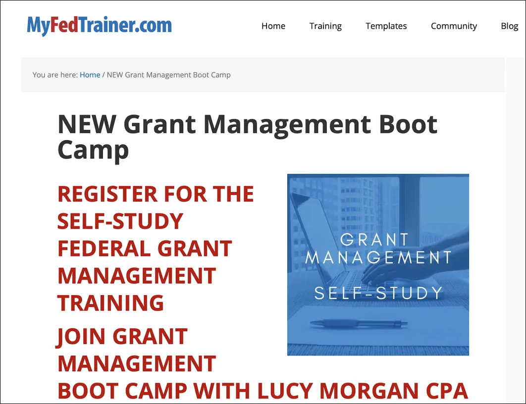 MyFedTrainer - Grant Management Boot Camp