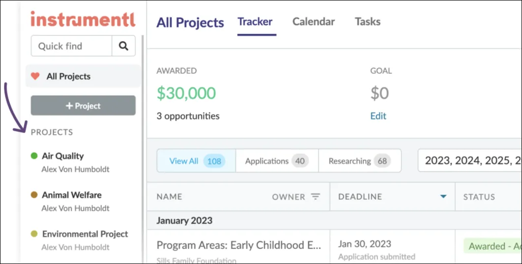 Instrumentl Grant Tracker