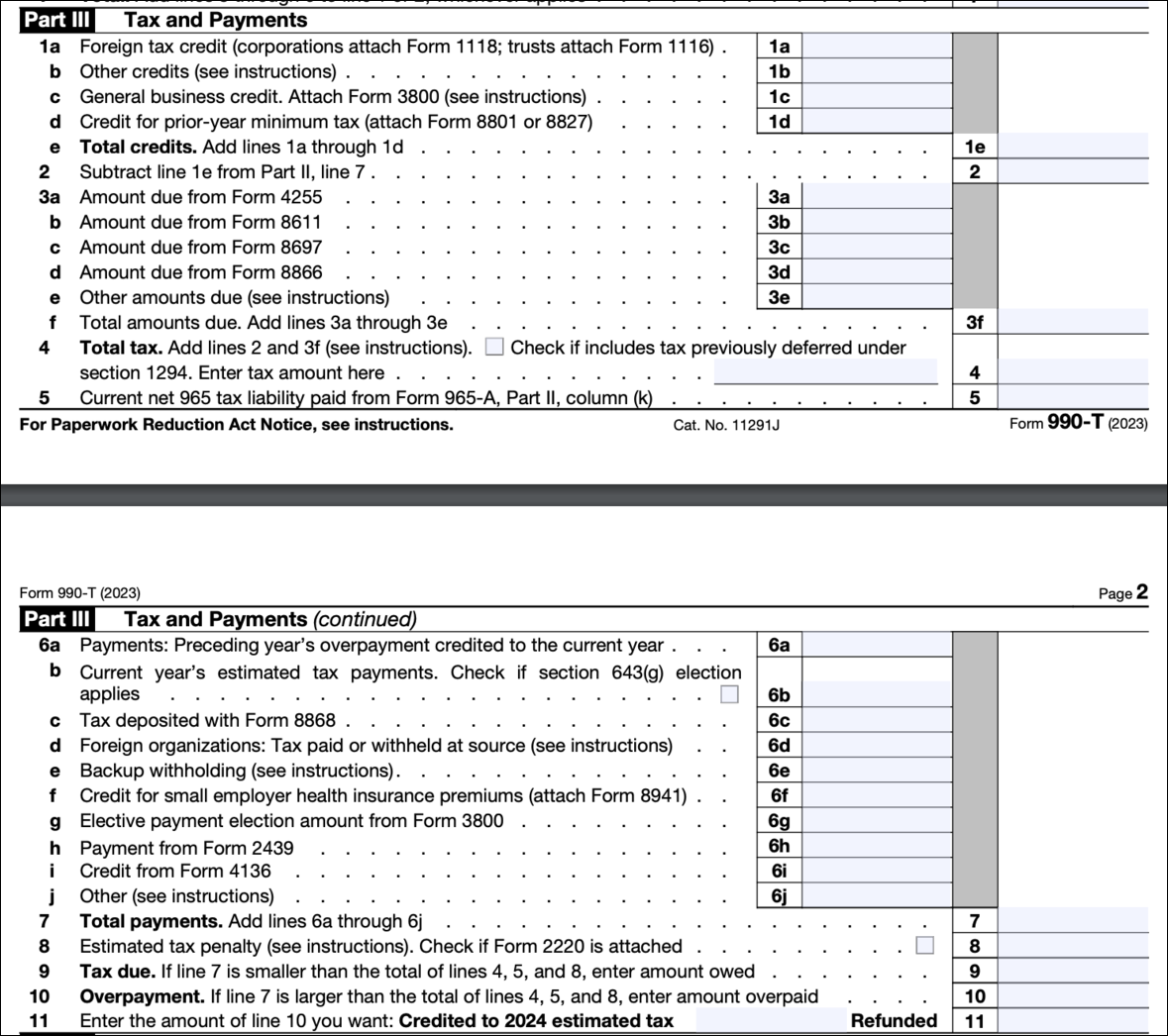 Part III: Tax and Payments