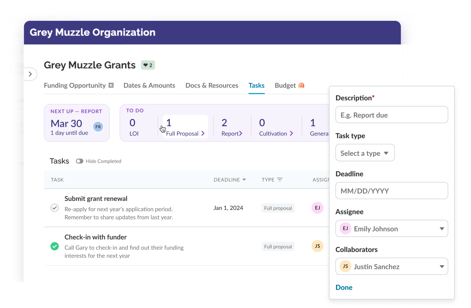 Keep a running record of all the funders and grants you apply for