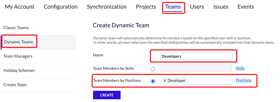 ActivityTimeline Dynamic Team