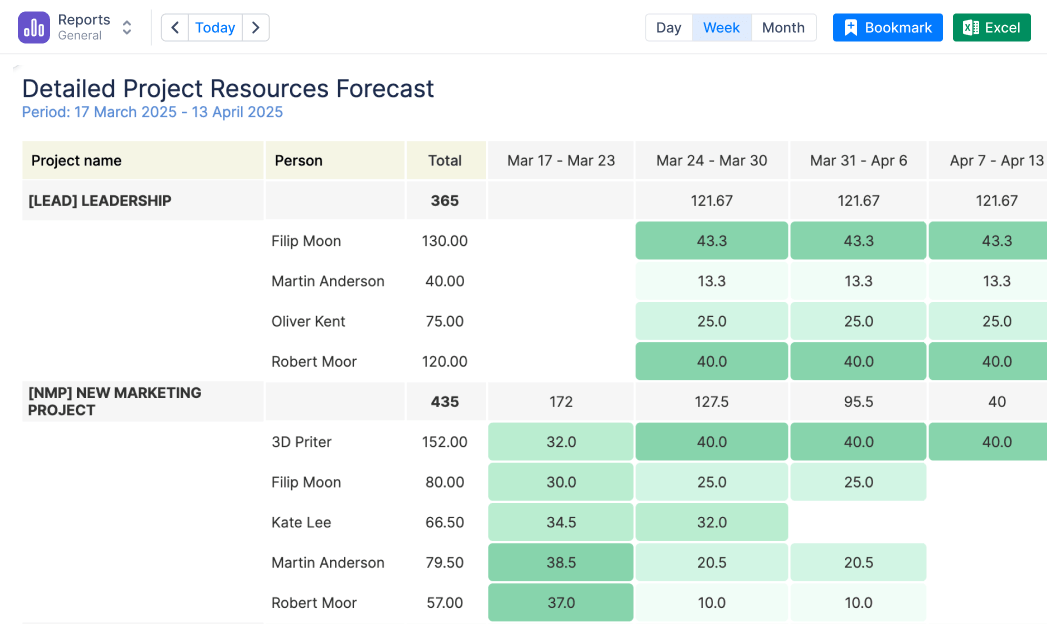 Project Resources report