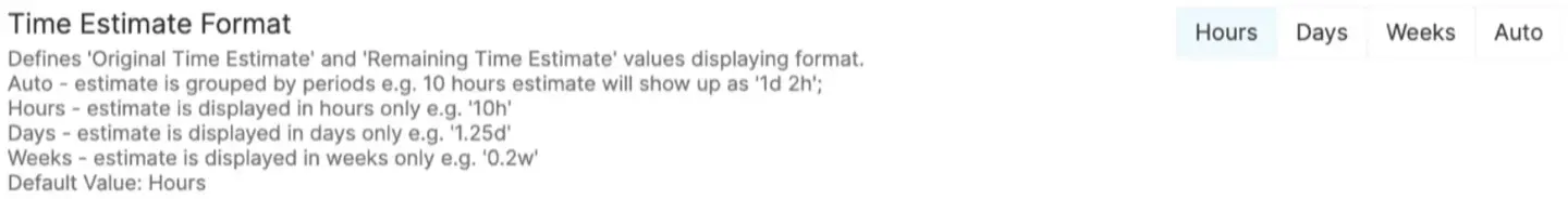 Time estimate format