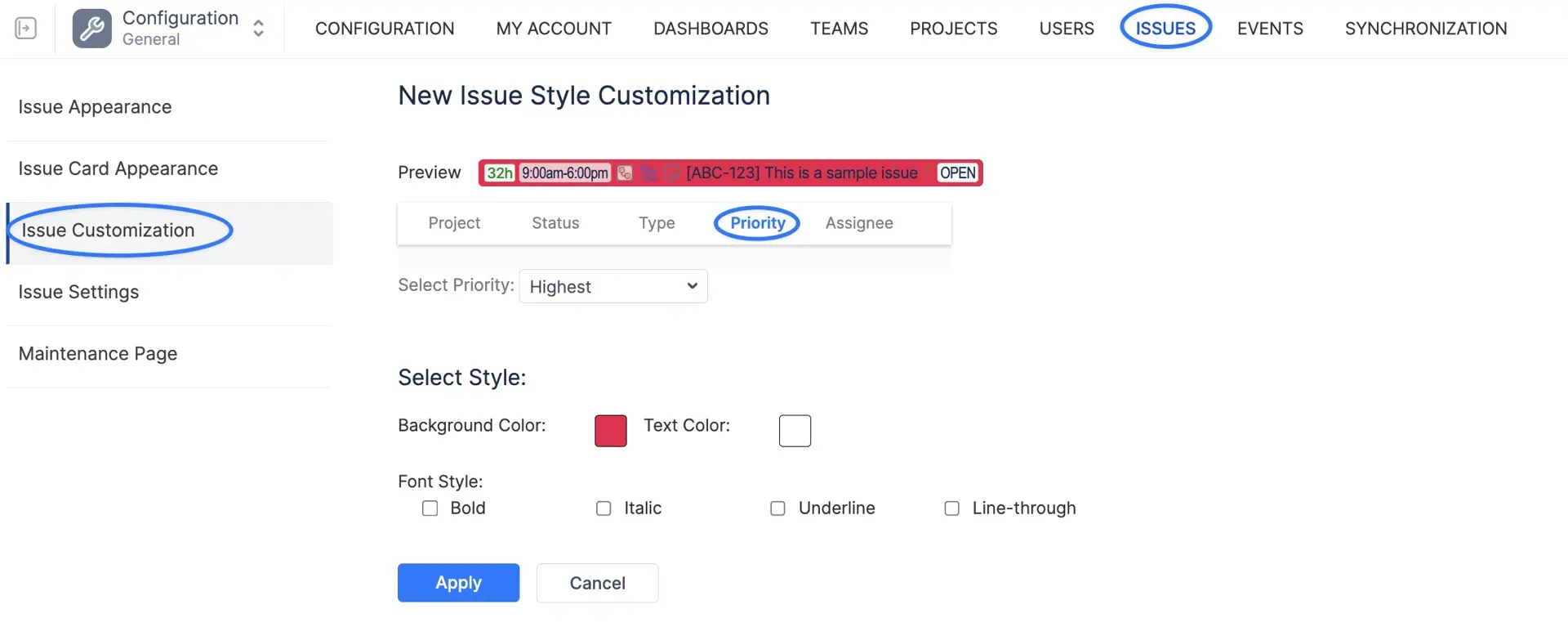 Customized cards with status colors and estimate shown.