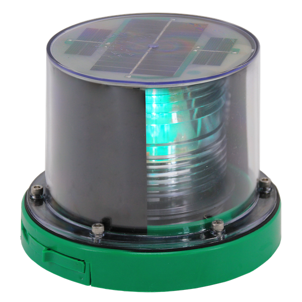 Solar-powered navigation lights for barges less than 50 meters.