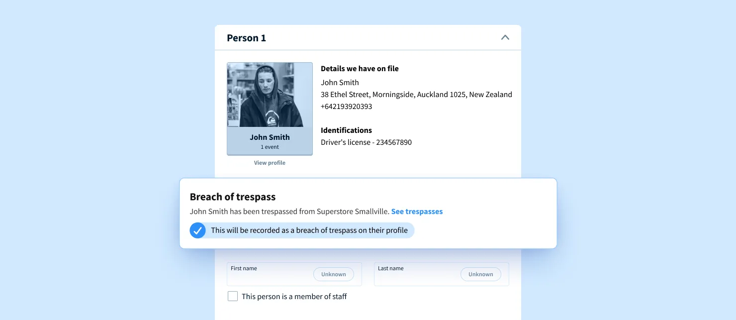 Breach of trespass alert