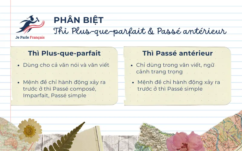 Phân biệt thì Passé antérieur và thì Plus-que-parfait trong tiếng Pháp.